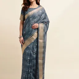 KALINI Floral Printed Zari Saree-image-96