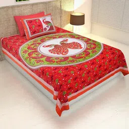 Jaipuri Printed Single Bed Bedsheet with Pillow Cover-image-94