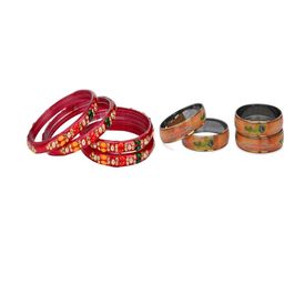 SOMIL Set Of 8 Multi Alloy Artificial Stones and Beads Antique Bangles-image-78