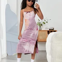 BAESD Women Tie and Dye Shoulder Straps Sheath Dress-image-73