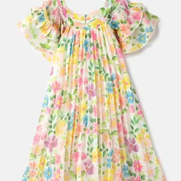 United Colors of Benetton Girls Floral Printed Flutter Sleeve A-Line Dress-picture-29