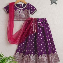 The Magic Wand Girls Embellished Sequinned Ready to Wear Lehenga & Blouse With Dupatta-picture-9