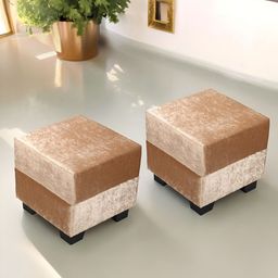 Ikiriya 2-Pcs Beige Sparkling Wooden Square Ottomans-image-80