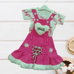 FASHION GRAB Print Bell Sleeve Denim A-Line Dress-image-45