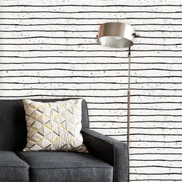 ArtzFolio Printed UV-Resistant Anti-Bacterial Black And Off-White StripesPeel & Stick Wallpaper-image-18