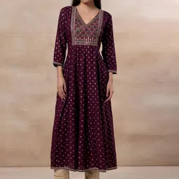 INDYA Geometric Printed V-Neck Anarkali Kurta-picture-56