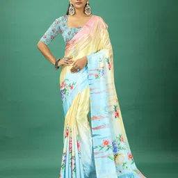 NIRMAL CREATION Floral Printed Pure Crepe Saree-image-68