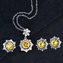 Jewels Galaxy Silver-Plated Cubic Zirconium-Studded Jewellery Set-image-49