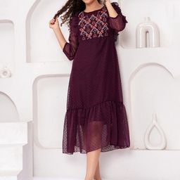KALINI Women Round Neck Fit & Flare Midi Dress-49