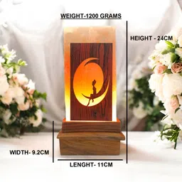 GLOBAL AROMA Brown Textured Rectangle Wooden Table Lamp image 5
