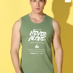 WOOSTRO Pack Of 2 Printed Super Combed Cotton Gym Vest VWS26(ALONE LGTGREEN)(ENJOY WHITE)-image-83