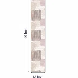 STITCHNEST Beige & Brown Geometric Printed Tasseled Table Runner image 3