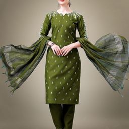 Rujave Women Floral Embroidered Regular Sequinned Kurti with Trousers & With Dupatta-45