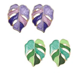 AKISON JEWELS Women Pack Of 2 Leaf Shaped Stud Earrings-image-26