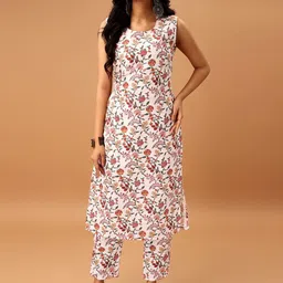 SANTOPERA DESIGNER Women Floral Printed Regular Kurta with Trousers-picture-17