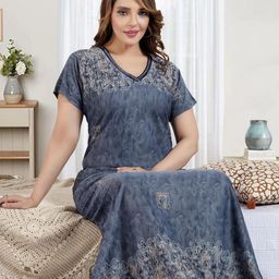 LIFE-TALE Women Grey Satin Nightdress-image-69