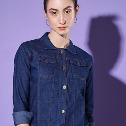 DIMPY GARMENTS Women Lightweight Denim Jacket with Embroidered-image-73
