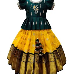 Wommaniya Impex Girls Embroidered Thread Work Ready to Wear Lehenga &-53