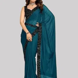 Caracola Sequinned Embellished Saree with Blouse Piece and Belt-48