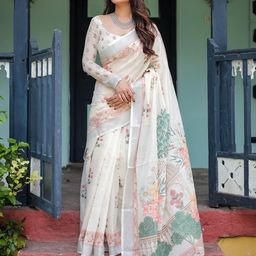 all about you Printed Floral Pure Linen Sarees-image-20