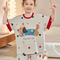 INCLUD Girls Polka Dots Printed Night suit-picture-20