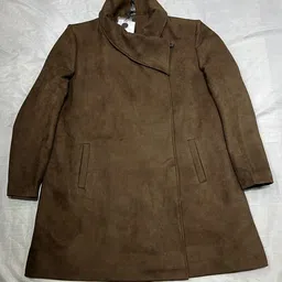 Sztori Plus Size Velvet Finish Spread Collar Regular Fit Wrap Overcoat-13