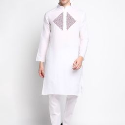 PulseIQ Men Ethnic Motifs Printed Mandarin Collar Kurta with Pyjamas-image-90