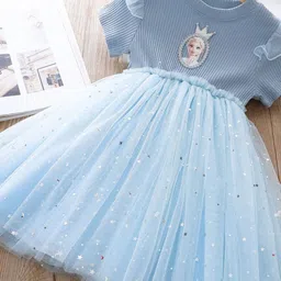 YK Girls Embellished Fit and Flare Dress-45