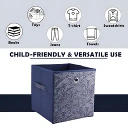 Aura Navy Blue & Grey Printed Foldable Square Drawer Organizer image 5