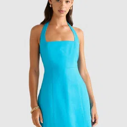 Forever New Stevie Women Halter Neck Linen Sheath Mini Dress-13