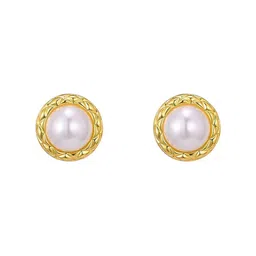 FIMBUL Gold-Plated Pearls Beaded Circular Shaped Studs image 4