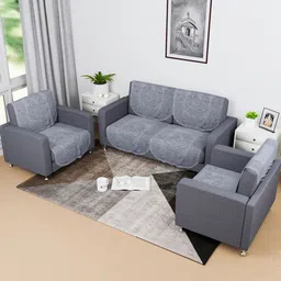 Aura Grey Printed Cotton Sofa Cover-17