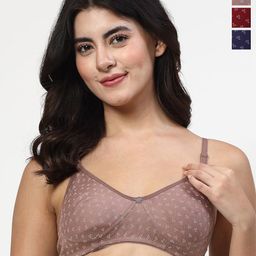 LILY Women Pack Of 3 T-shirt Geometric PrintedFull Coverage Seamless Bra-57