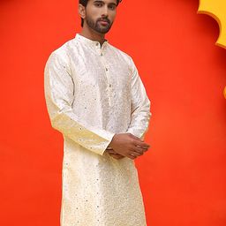 Jompers Men Geometric Embroidered Mirror Work Kurta-picture-16