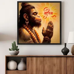 999Store Brown & Orange Hanuman's Fiery Aura Canvas Painting Wall Art-picture-6