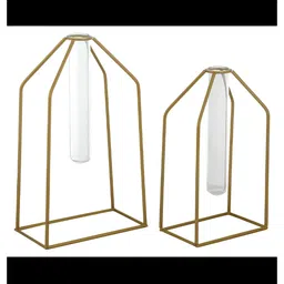 House of Sajja 2 Pieces Metal Vase With Test Tube-image-13