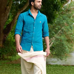 Seamstress Men Classic Fit Spread Collar Solid Cotton Casual Shirt-picture-13