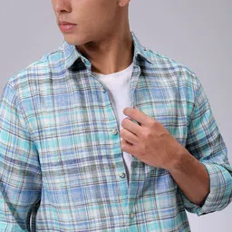 The Indian Garage Co Men Slim Fit Opaque Checked Casual Shirt-picture-10