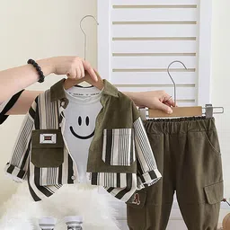 LULU & SKY Boys Striped Shirt with Pyjamas-image-41