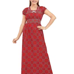 CINCO Women Floral Printed Square Neck Maxi Nightdress-picture-1