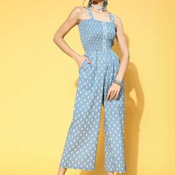 KALINI Printed Smocked Basic Jumpsuit-picture-16