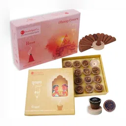 GaneshaSpeaks 65-Pcs Brown Wooden Jasmine Dhoop Cup & Lemongrass Dhoop Cone-image-31