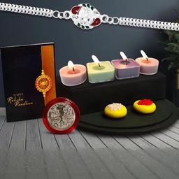 Raksha Bandhan Gift Set with Designer Rakhis, Candles, Roli-Chawal, Coin & Card-image-80