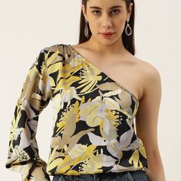 VYMO Floral Print One Shoulder Top-image-110