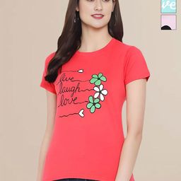 Mast & Harbour Pack Of 3 Typography Printed Cotton T-shirts-image-72