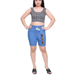 MIRAKSH Girls Printed Denim Shorts-picture-24