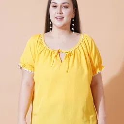 U&F Beyond Women Solid Tie-Up Neck Bell Sleeve Crepe Top-image-63