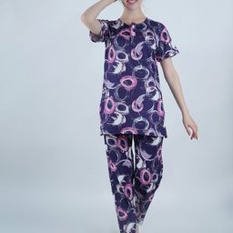 SHYAM SONS FLAIR Women Geometric Printed Round Neck Night Suit-image-98