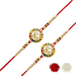 MEIRA JEWELLERY Set Of 2 Rakhi With Roli Chawal & Greetings Card-image-7