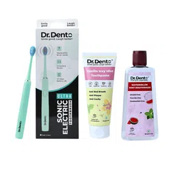 Dr.Dento Set Of 3 Icey Mint Toothpaste- 125 ml & Mint Mouthwash- 300 ml With Toothbrush-image-24